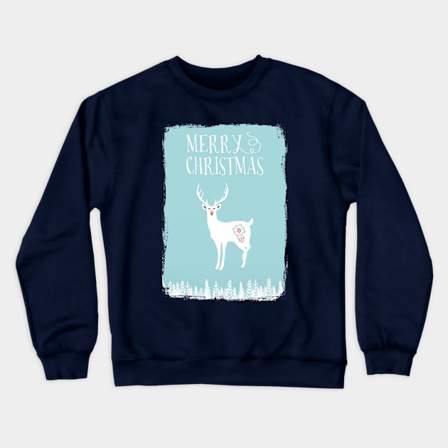 White Christmas Stag Crewneck Sweatshirt by Amanda Jane